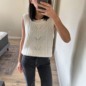 Madewell Pointelle Knowe Sweater Vest in White